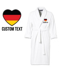 Germany Flag Heart Shape Embroidery Logo with Custom Text Embroidered Bathrobes
